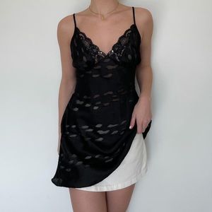 Vintage Black Mesh Mini Slip Dress